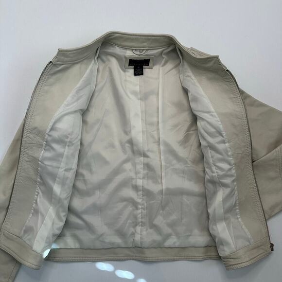 Attention Cream Leather Jacket - Racing, Moto, Military Style - Picture 6 of 7